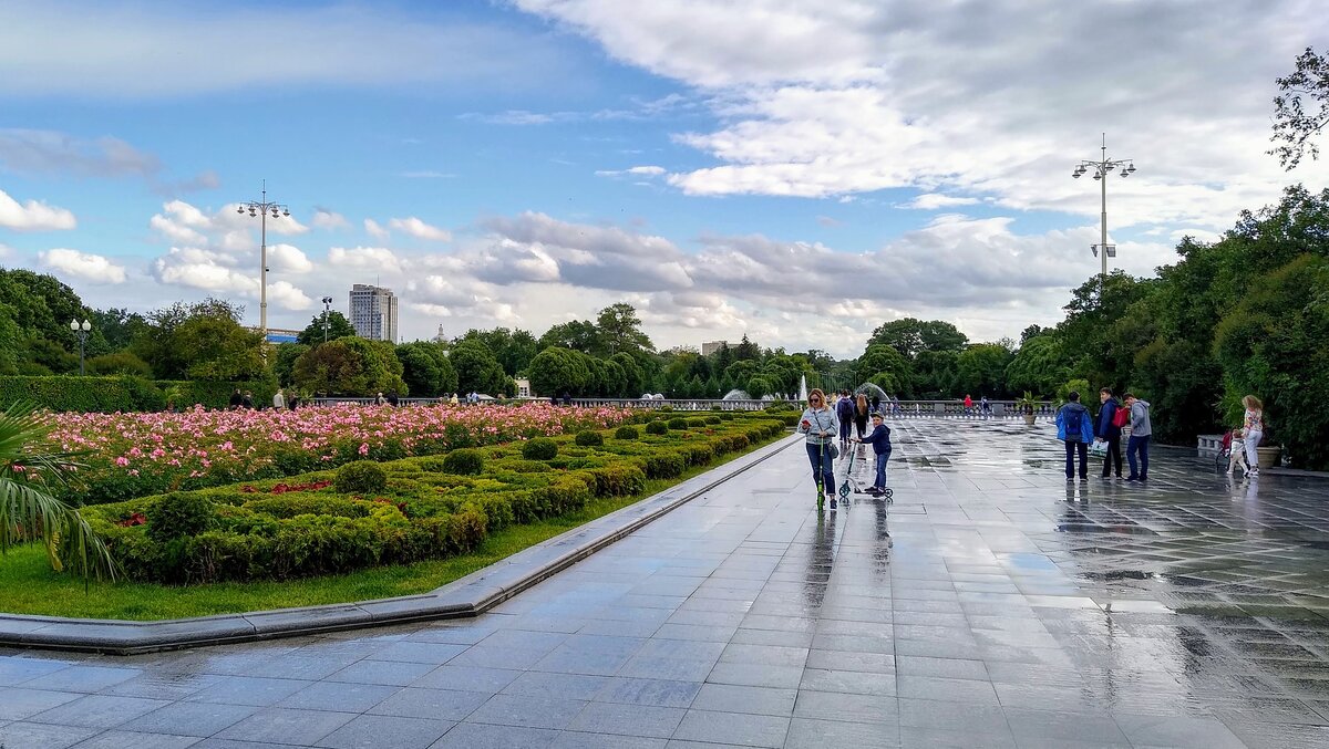 В Парке Горького вы сможете покататься на велосипеде, самокате, роликах или лонгборде, их можно взять в аренду