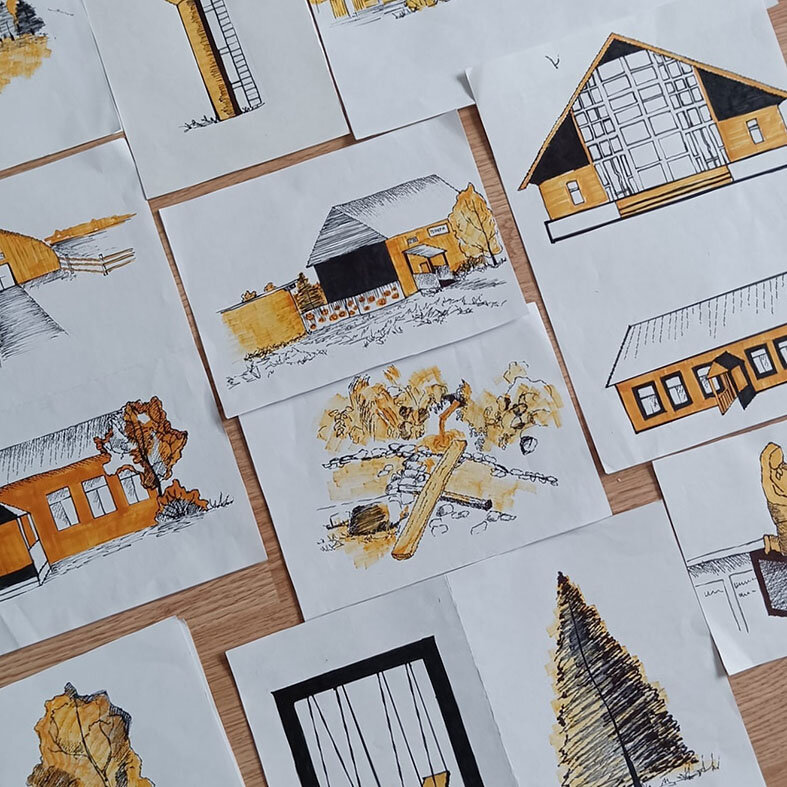 Рисунки Ангелины Красновой к карте деревни Сеп