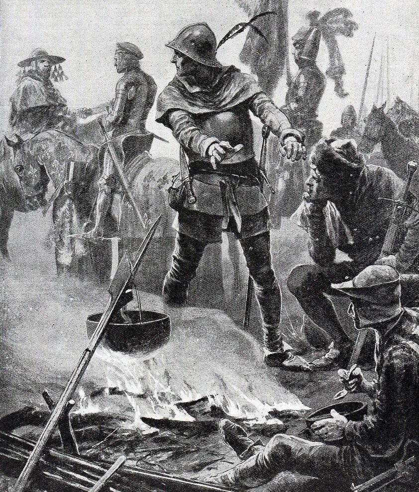 Англичане перед битвой при Пуатье, 1356 год. Иллюстратор: R. Caton Woodville
