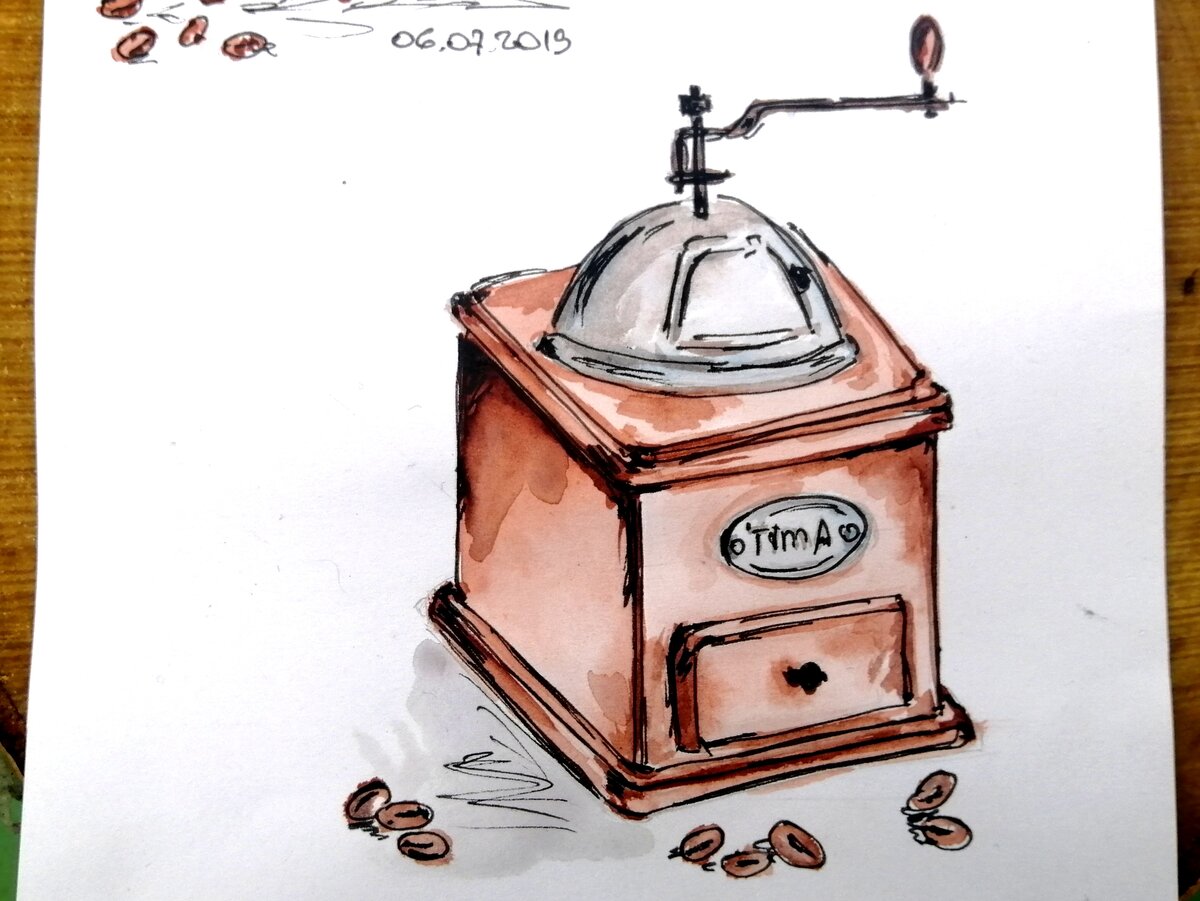 Ручная кофемолка (рисунок и фото автора) 