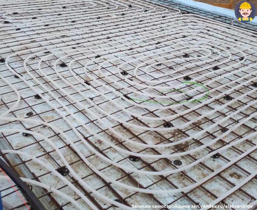 Пример укладки водяного тёплого пола в моём фундаменте УШП.