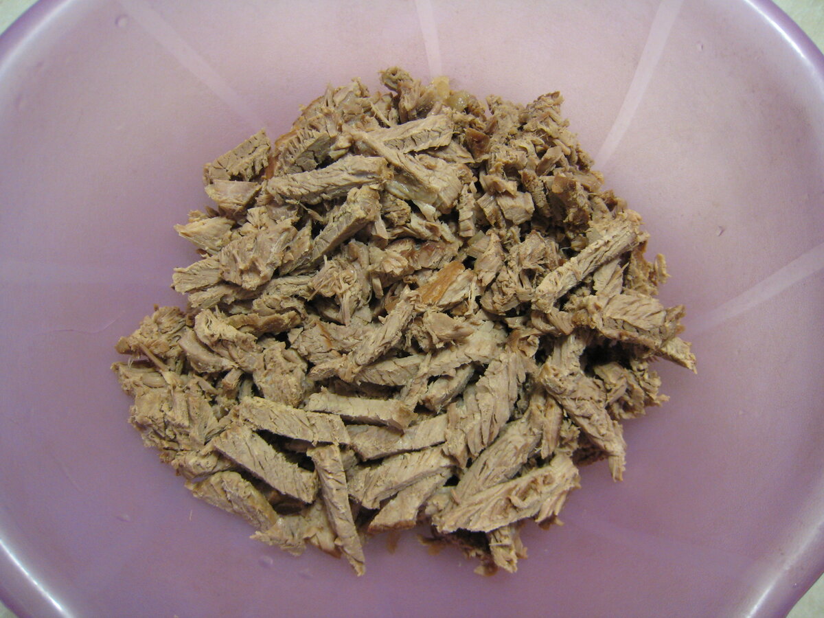 Самый простой рецепт приготовления салата "Мясо по-русски". Пошагово с фото.