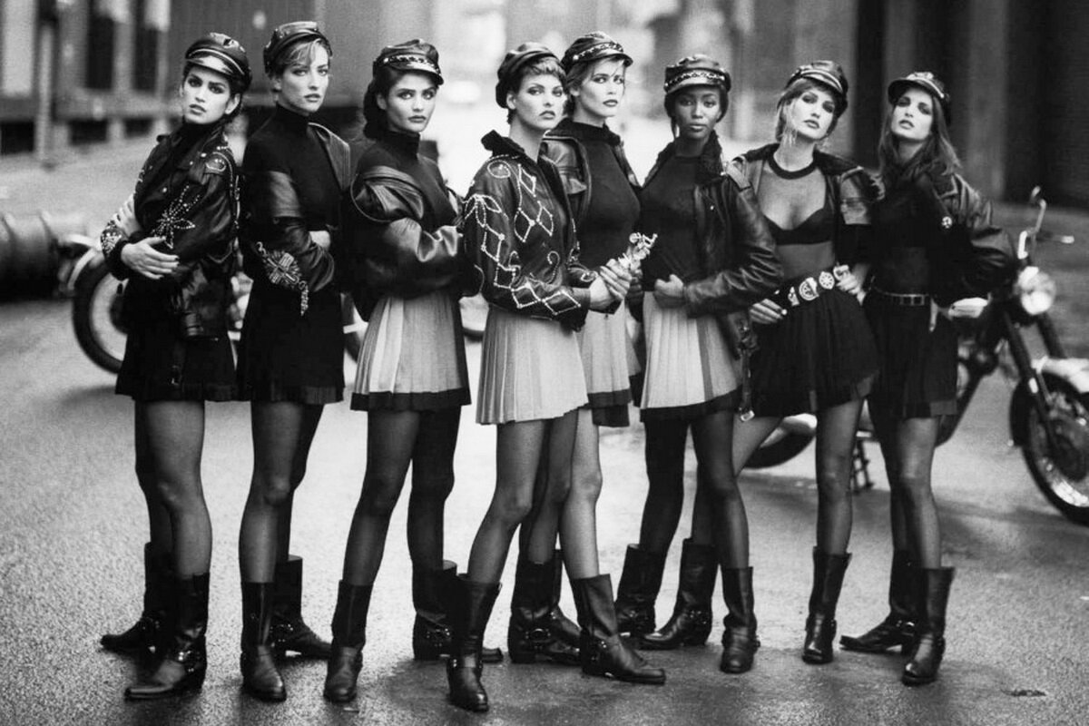 Великие супермодели в одном кадре фотографа Питера Линдберга. Vogue US, 1991