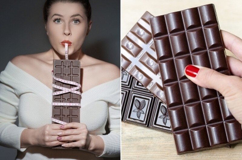 Шоколадка имеет длину 20. Девушка с шоколадкой. Шоколадная диета. Шоколадки для похудения. От шоколада толстеют.