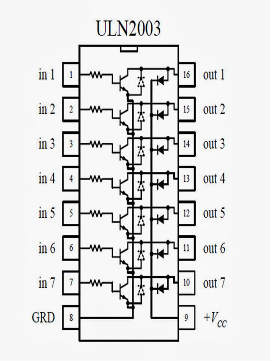Uln2003 схема включения