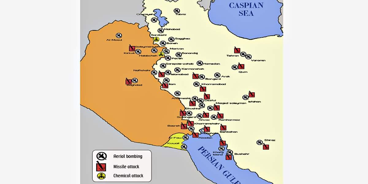 Ирано иракская война карта боевых действий
