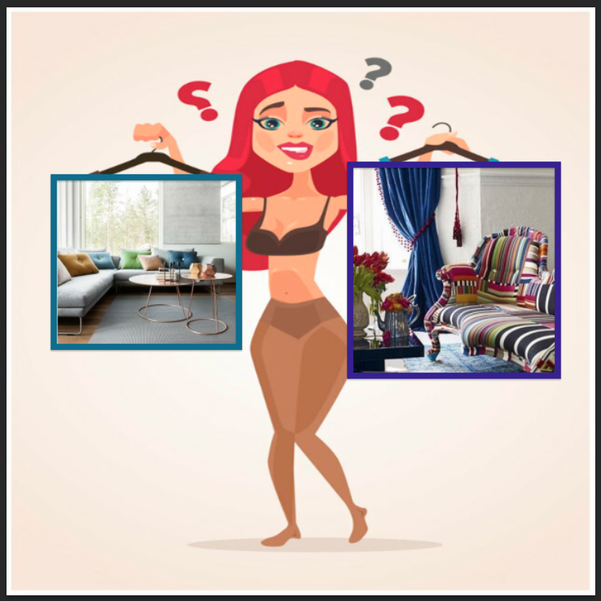 Примерить интерьер, возможно ли?  Коллаж автора.                                                                 Источники фото: https://yandex.ru/images