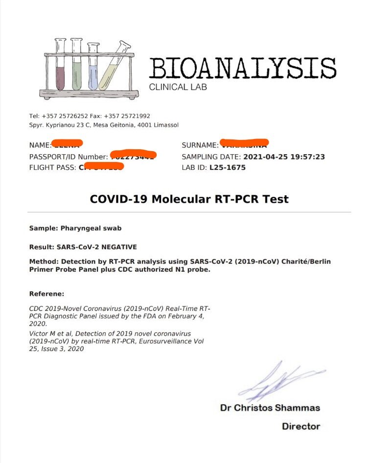 Результат тестирования по прилету на Кипр