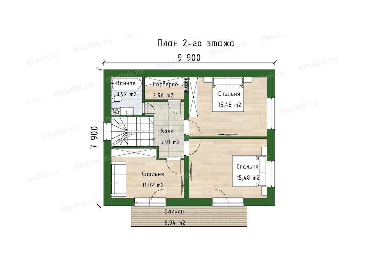 Проект двухэтажного дома 123 м2 с плоской крышей, балконом и крыльцом |  DEUTEK - проектирование домов | Дзен