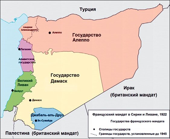 Карта сирии и ливана