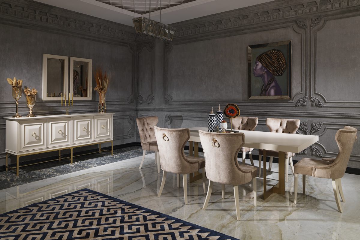 Пример планировки столовой в стиле контемпорари от Lifestyle Unico. Коллекция Boston