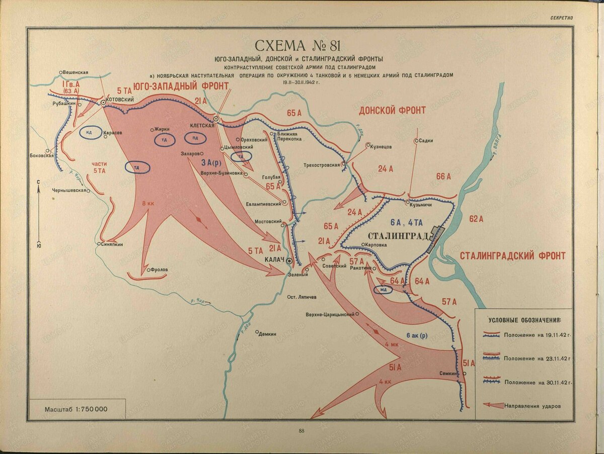 Карта боев за сталинград