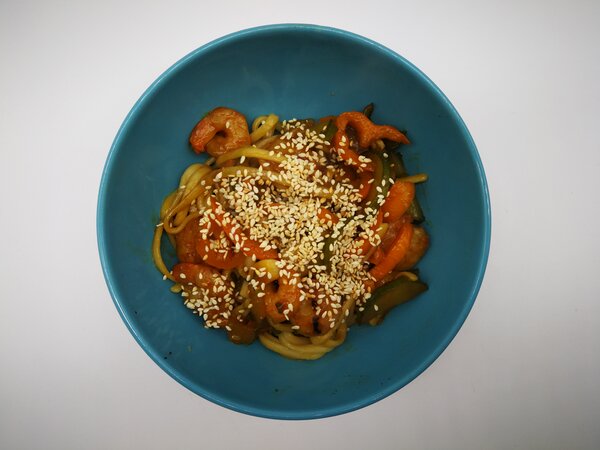 Лапша с креветками