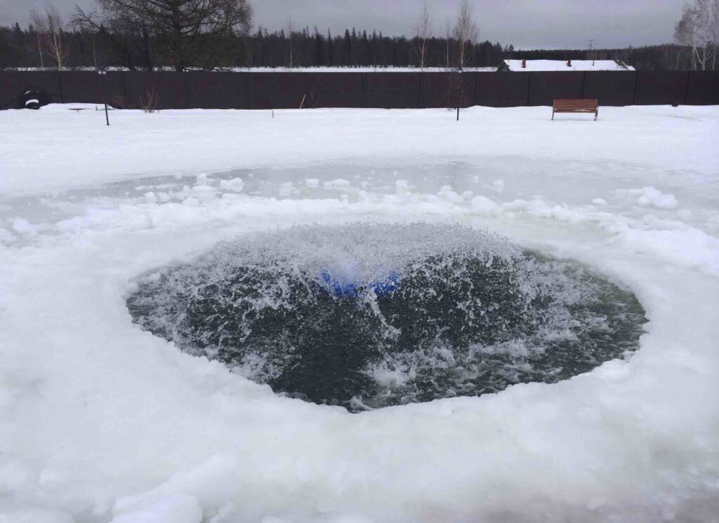 Рис. 2 Вода с аэрацией не замерзает 