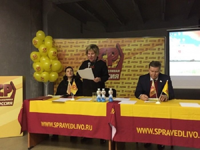 Марина Шишкина выступает на региональной конференции партии. Фото с сайта СР 