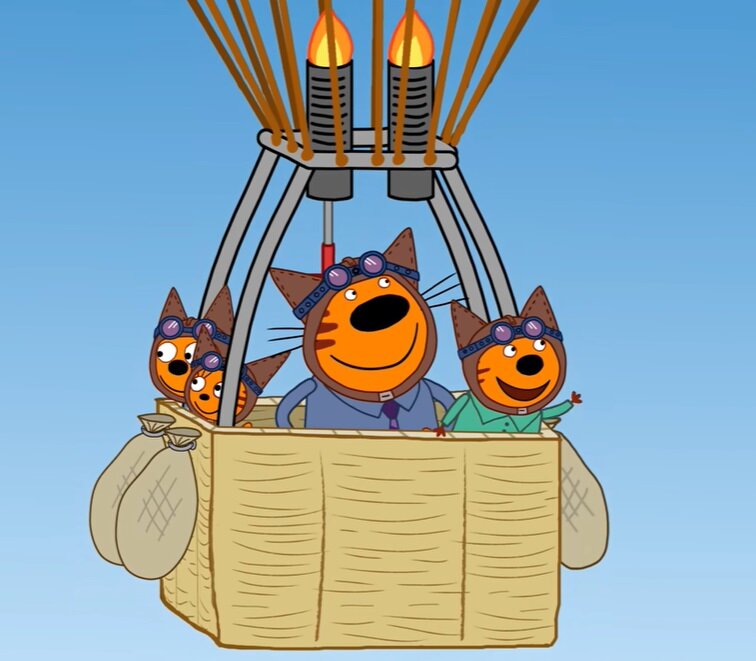 Три кота новое 2023. Кадр из мультфильма три кота. Три кота на воздушном шаре. Три кота на шаре.