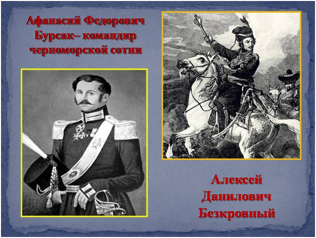 Два прославленных командира Черноморской сотни Изображение находится на веб-странице https://yandex.ru/images/search?text=Алексей%20Данилович%20 Безкровный%20фото&img_url=https%3A%2F%2Fcf.