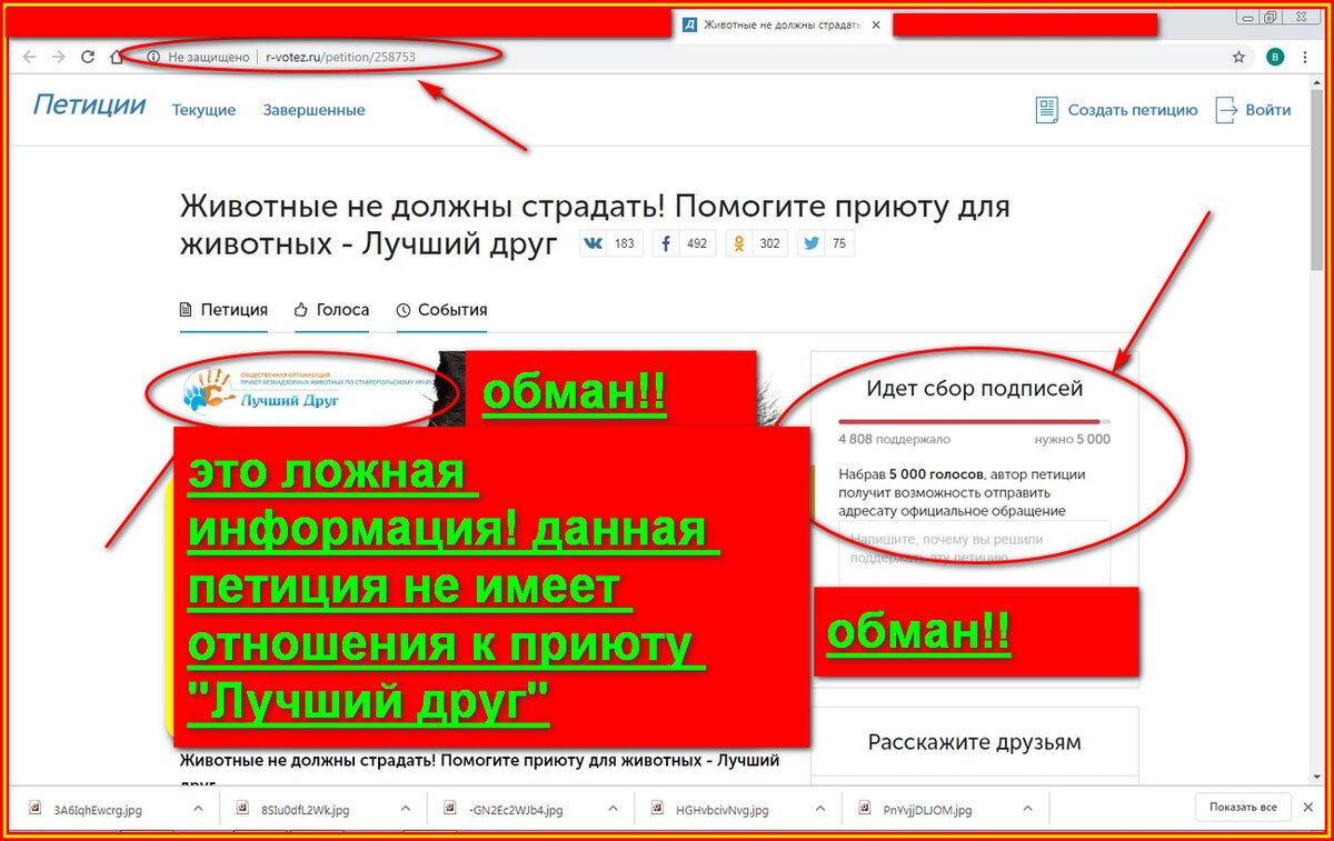 Скриншот титульного листа петиции мошенников.
