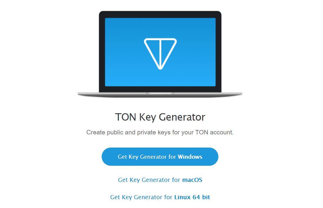 ПО для генерации ключей TON