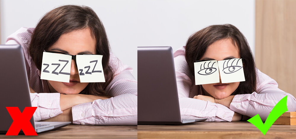 Не забудьте нарисовать открытые глаза, чтобы полностью себя обезопасить!