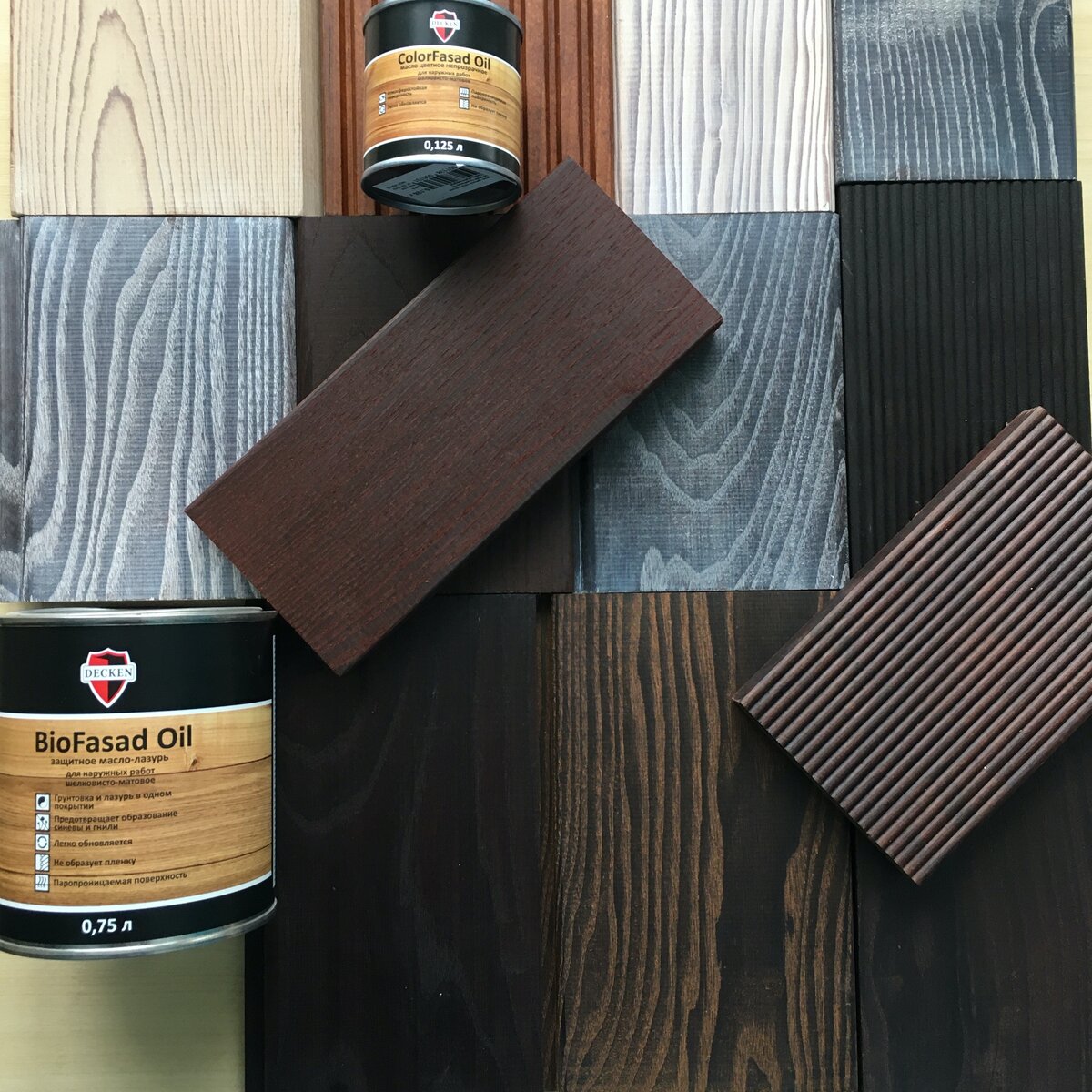 Так смотрится фасадное масло Decken  на термодоске