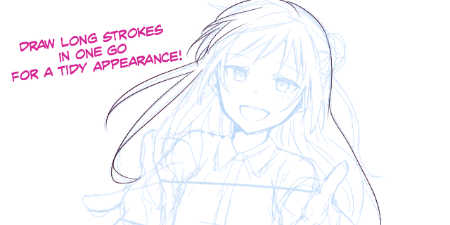 Длинные, расслабленные линии особенно эффективны при рисовании ровных волос, а также контуров тела