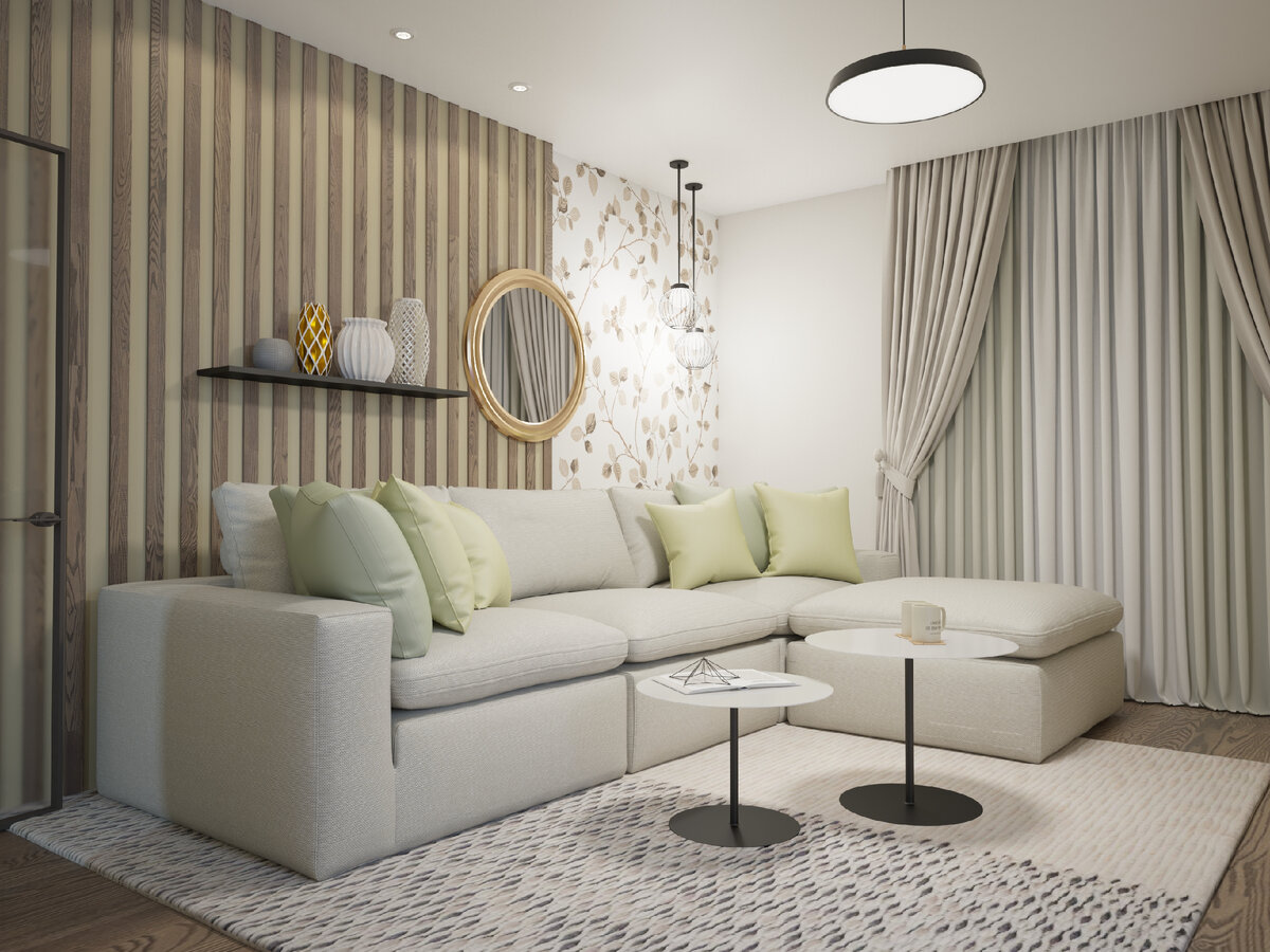 Современный дизайн комнаты можно сделать уютным избегая ярких цветов, однако такое решение подходит далеко не всем (3-d фото авторов).