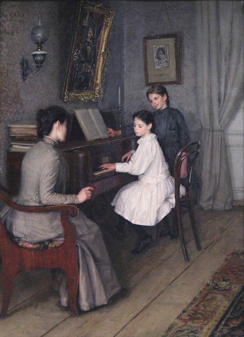 "Урок музыки", А.Н. Шурыгин, 1860-е. Национальный художественный музей Белоруссии, Минск.