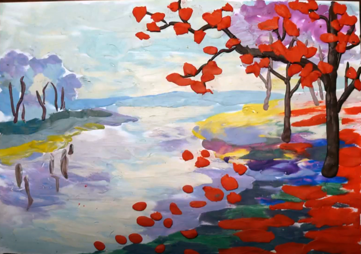 Пластилиновая живопись. Осенний пейзаж