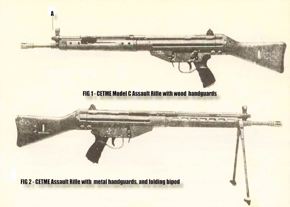Винтовка СЕТМЕ С с деревянным цевьем (вверху) и с металлическим цевьем и сошками (внизу).