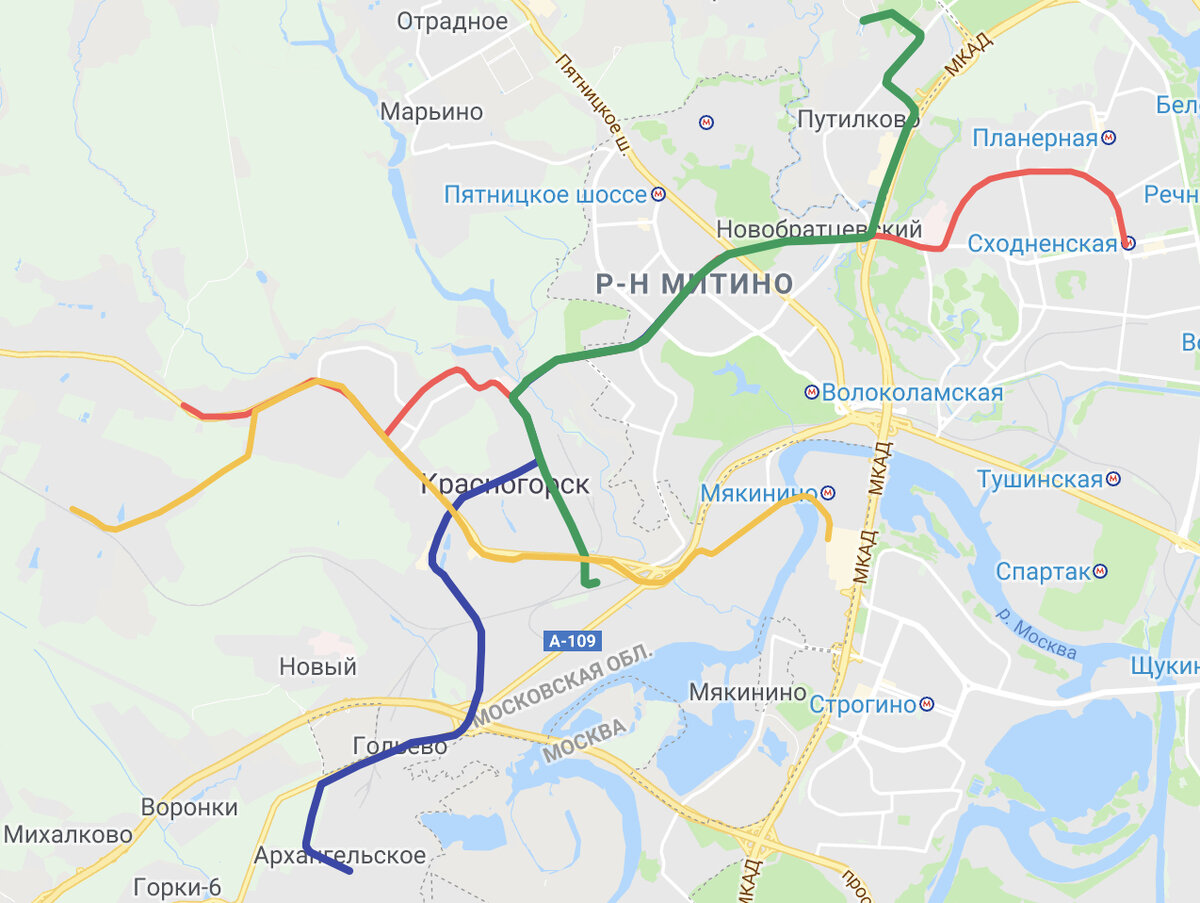 Предлагаемая Кормановским трассировка, вызывает много вопросов: от возможности пустить трамвай по пешеходному мосту в Павшинской пойме, до проблем согласования линий, идущих из области на территорию Москвы. Почему-то проигнорирована пл. Красногорская как точка притяжения.  Линии идут по охранным зонам и лесопаркам. Рельеф, конечно, не учтен.