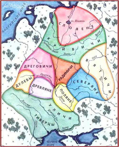 Карта расселения славянских племен