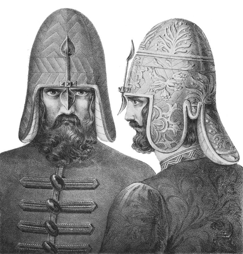 "Бумажные"  шапки (иллюстрация XIX века).