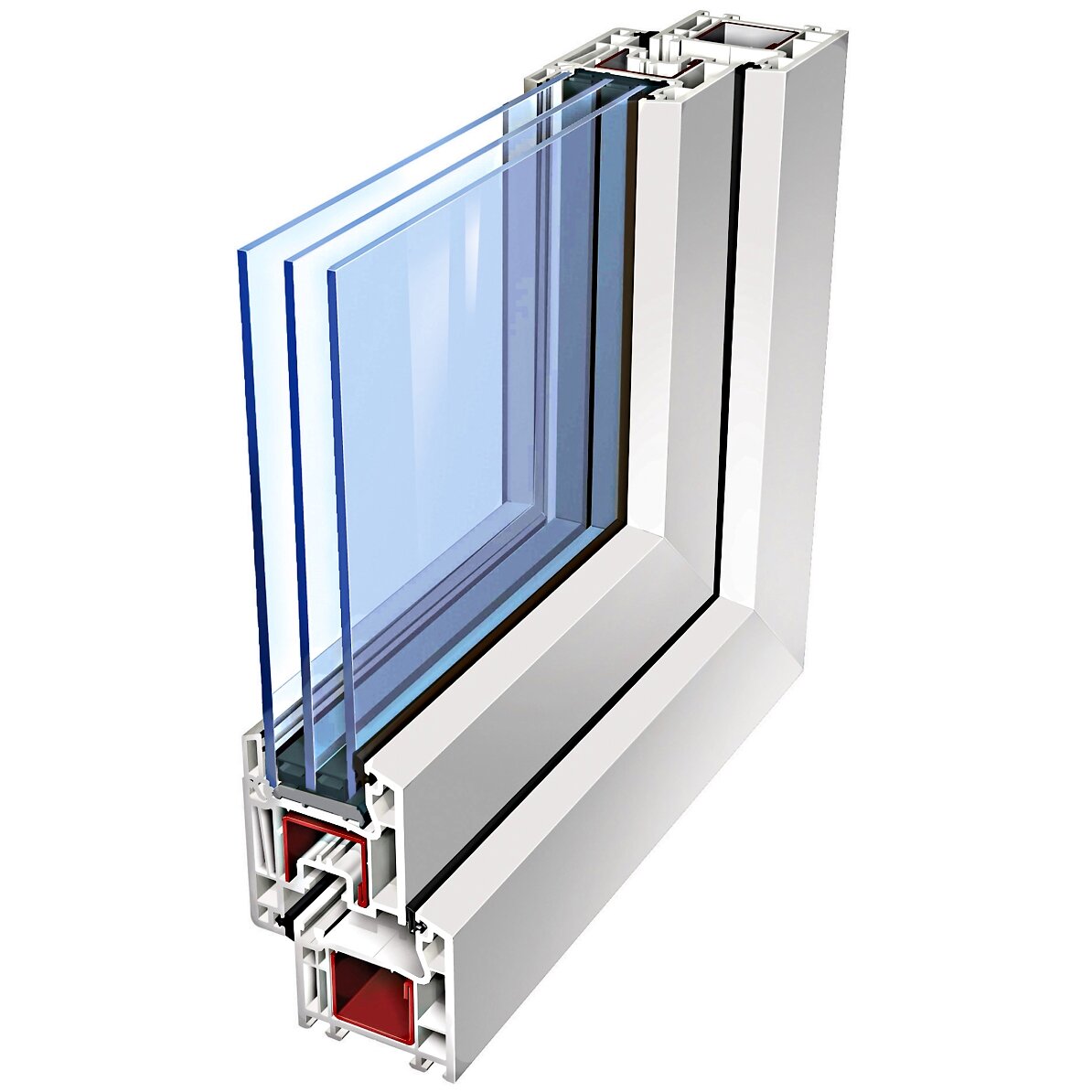 Двухкамерный пакет в разрезе в пластиковой конструкции