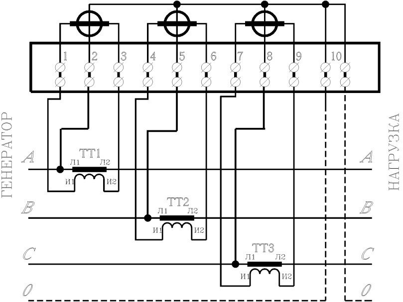 Схема подключения однофазного электросчётчика, схема