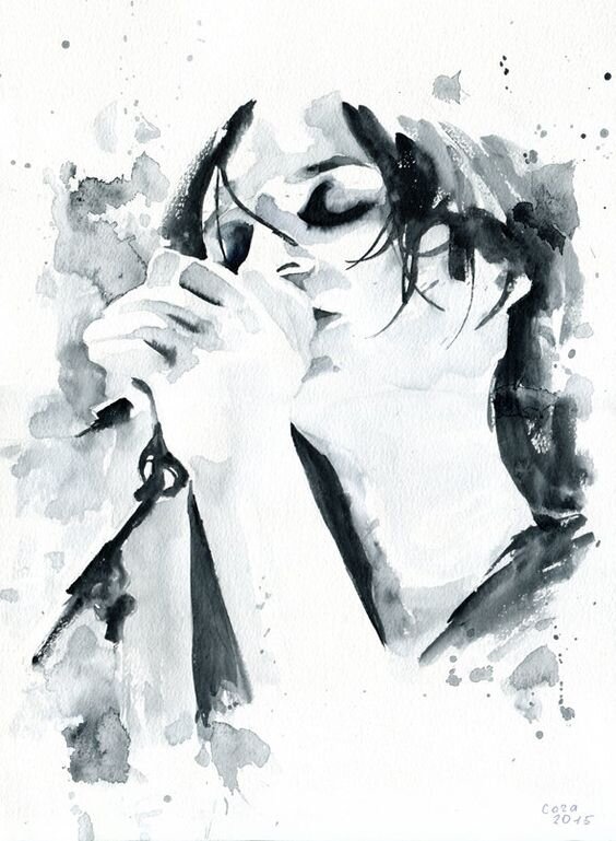 Портрет Брайана Молко (Brian Molko), акварель, Cora-Tiana.deviantart.com
