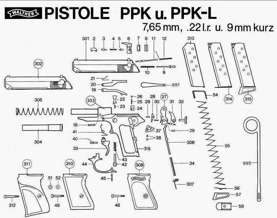 Walther ppk чертеж