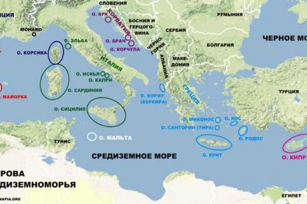 Средиземное море карта побережья со странами