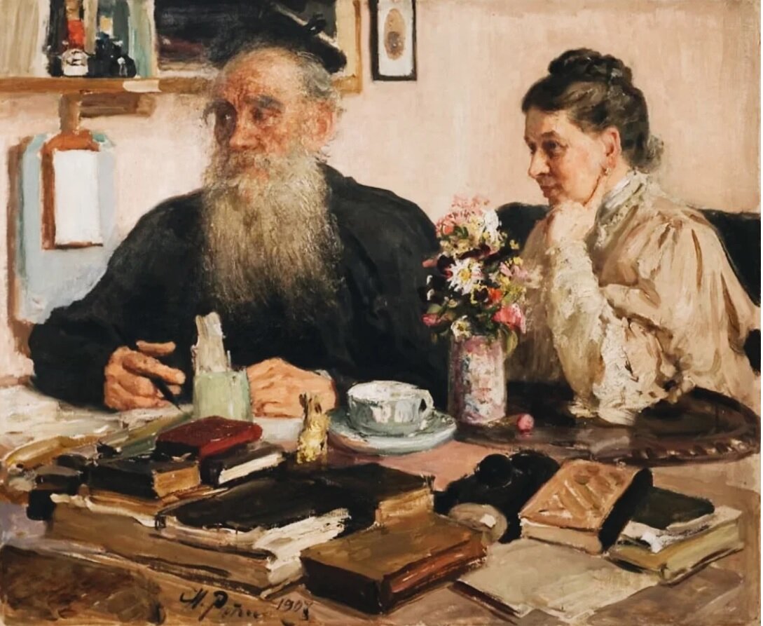 И. Репин "Лев Толстой с Софьей Андреевной"