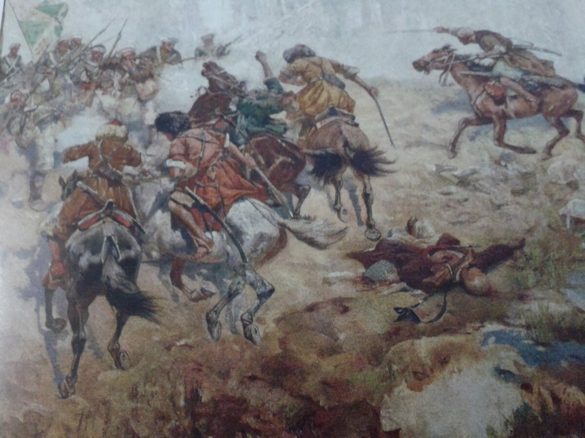 Атака горцев (фрагмент картины Ф. Рубо).