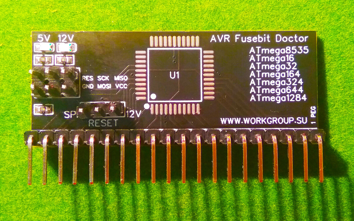 Переходник/адаптер Atmega8535/Atmega16/Atmega32/Atmega164/Atmega324/Atmega644/Atmega1284/ QFP-44 для Atmega fusebit doctor.