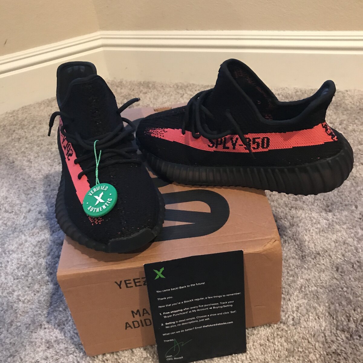 Кроссовки по дропшиппингу Yeezy Boost 350 v2 BRED с бирками от Stockx