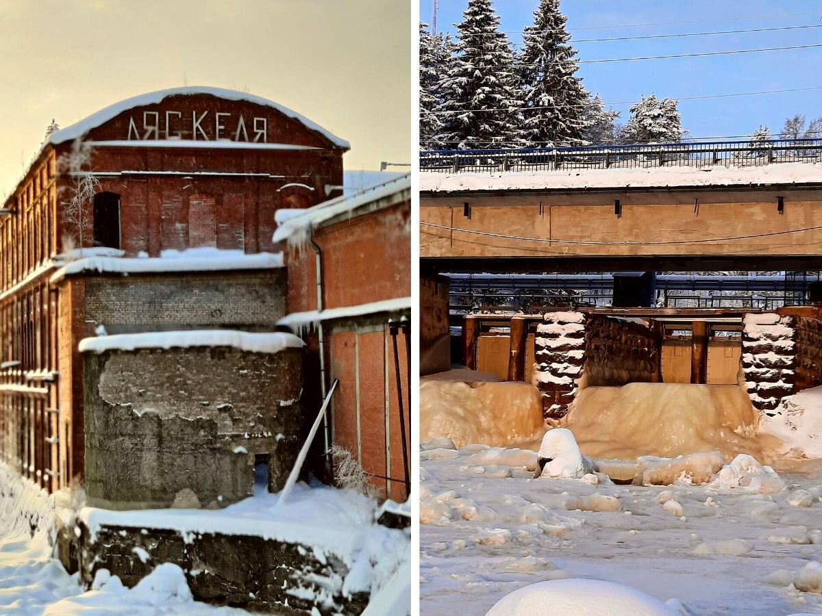 Здание старой Бумажной фабрики и плотина через реку Янисйоки