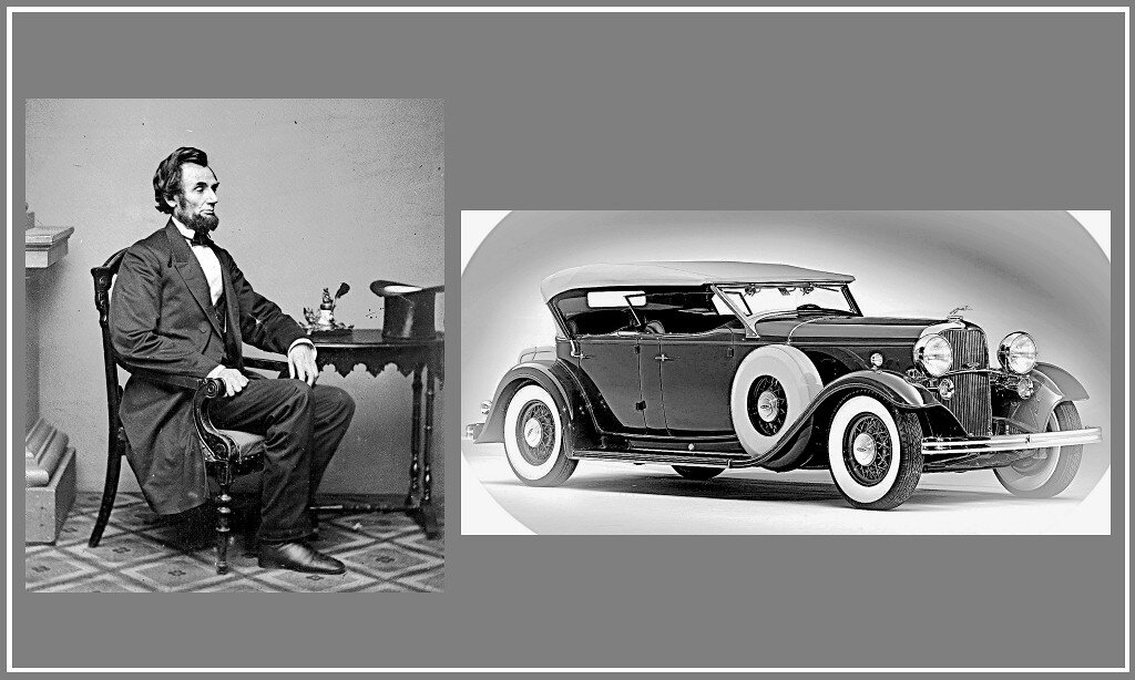 Авраам Линкольн. Человек и автомобиль. В данном случае на фото: модель «Линкольн-фаэтон» 1932 года выпуска. «Фаэтон» - это «сверкающий, блистающий» с греческого. Понятно, что не случайно слово «блистающий» оказалось вместе со словом «Линкольн».