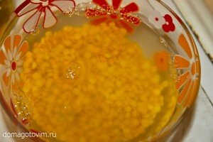 Чечевицу замачиваем в холодной воде. Пусть она постоит, пока готовится все остальное.