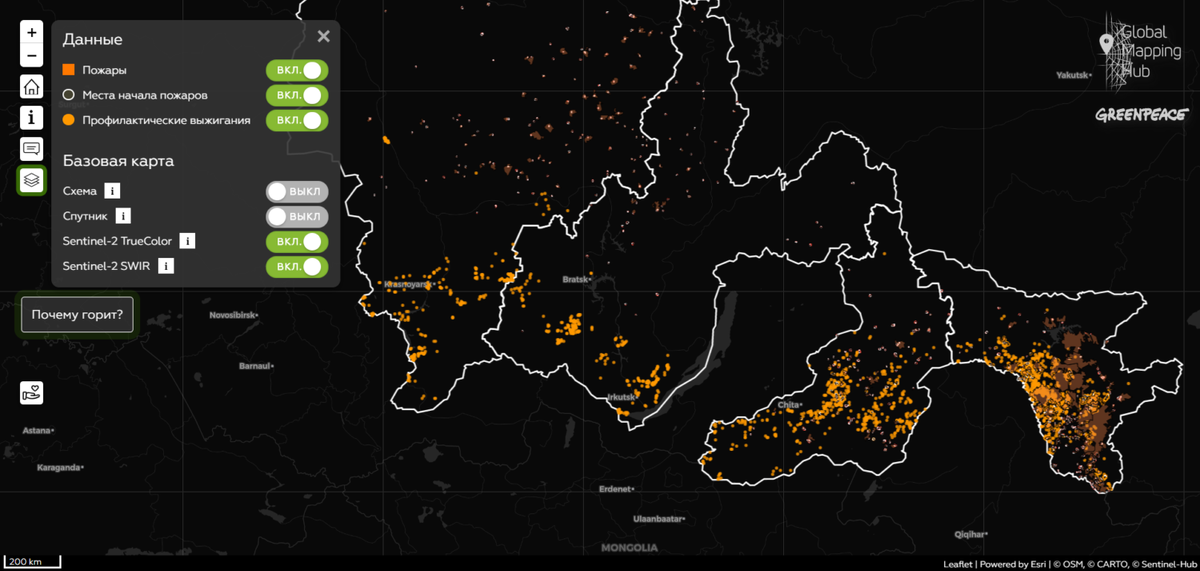 Гринпис карта пожаров