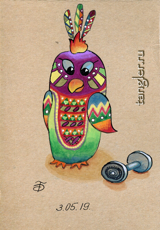 Винг - боевой пингвин. Акварель