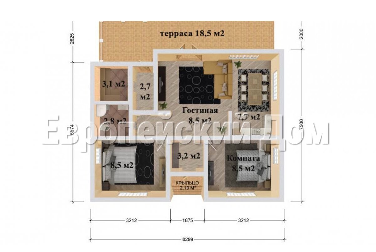 Планировка первого этажа. Источник фото: dom-bt.com