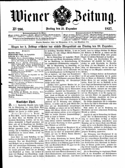 Wiener Zeitung издание 25 Декабря 1857 года