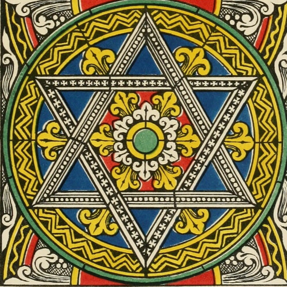 Гексаграмма на эскизе витража